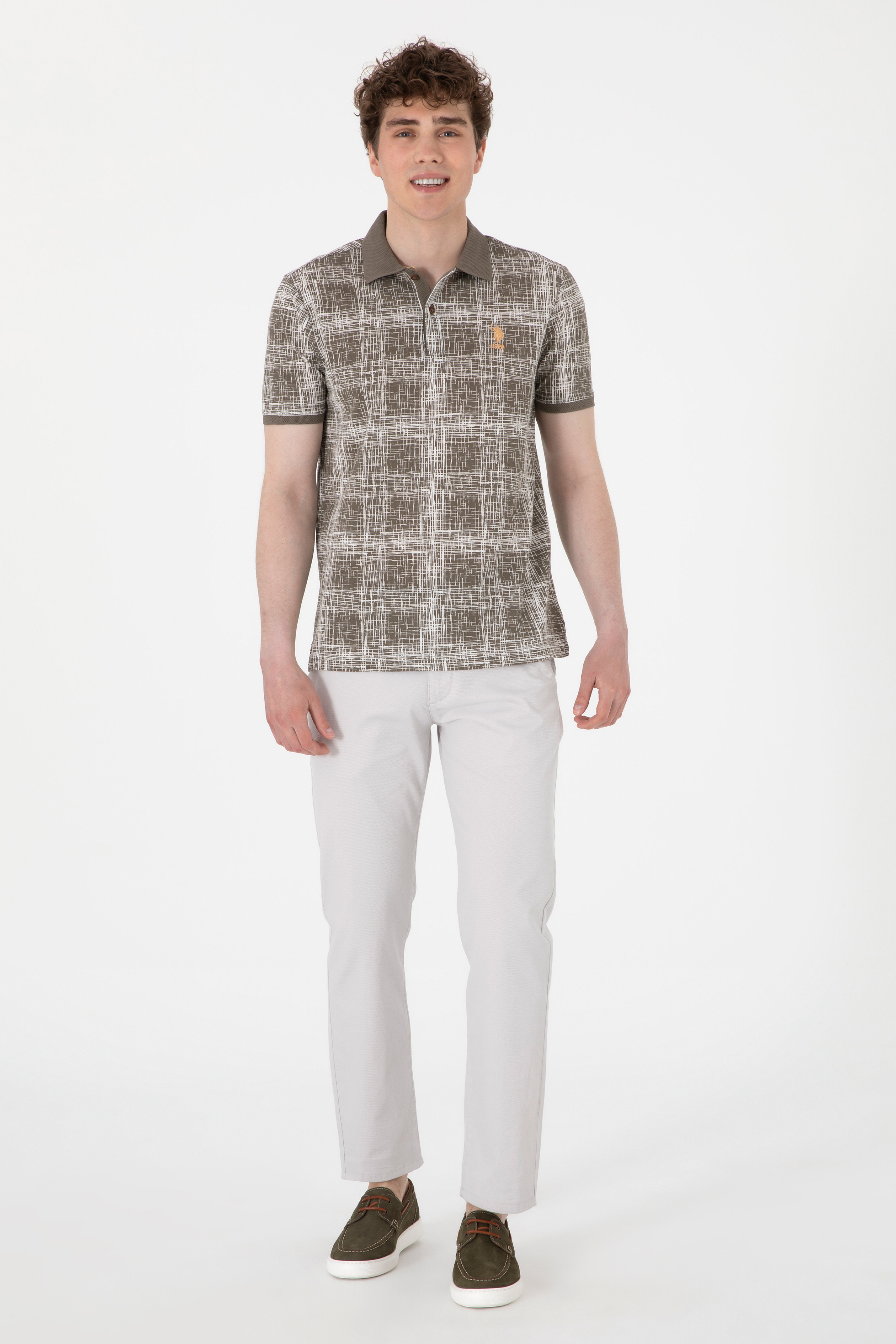 Erkek Regular Fit Açık Gri Kanvas / Chino Pantolon