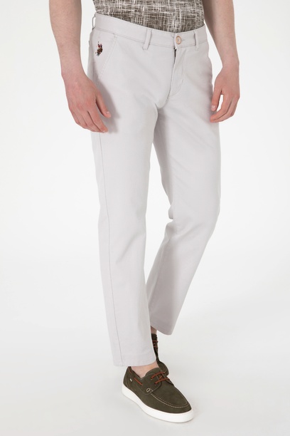 Erkek Regular Fit Açık Gri Kanvas / Chino Pantolon