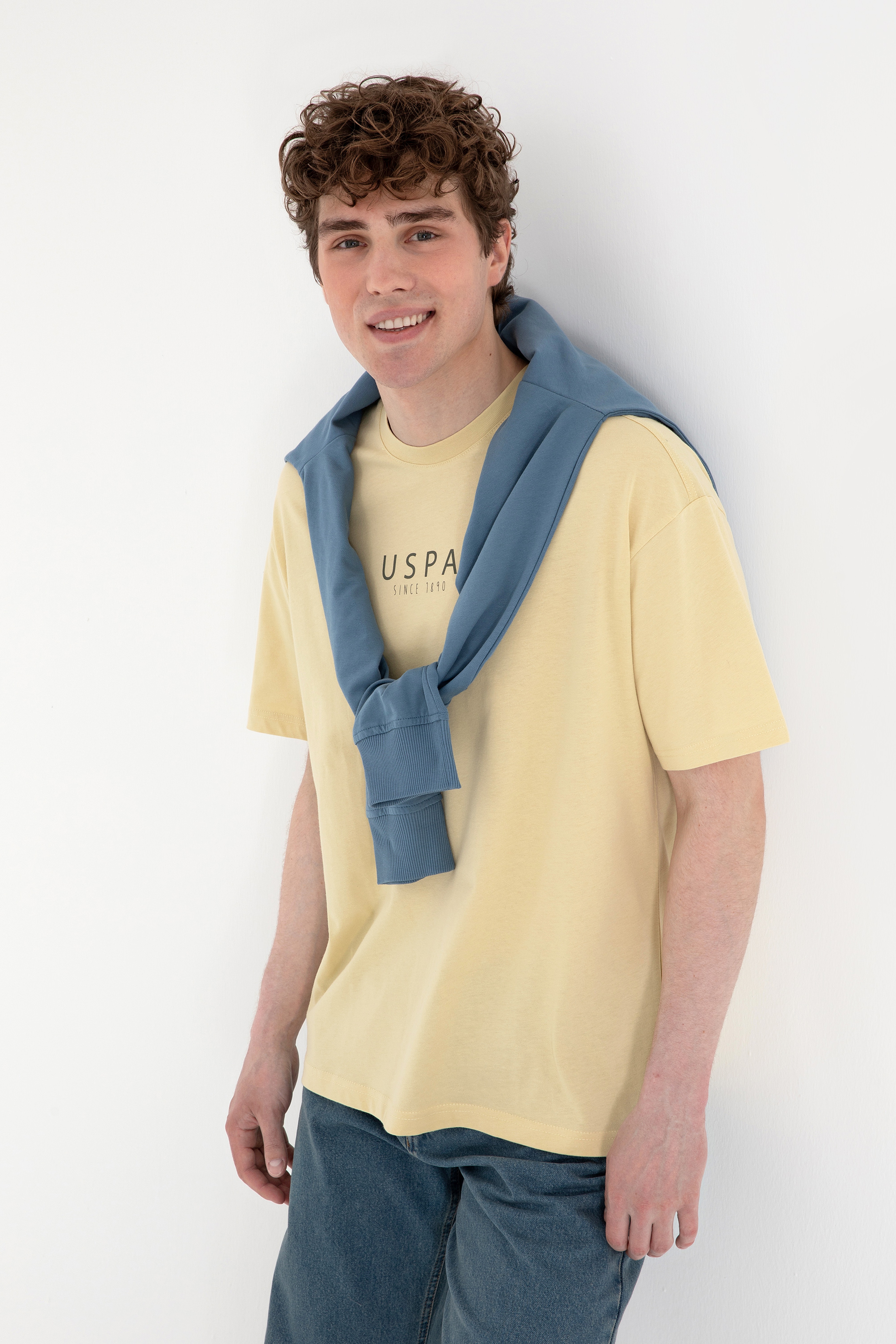 Erkek Oversize Fit Bisiklet Yaka Açık Haki Tişört - Image 4