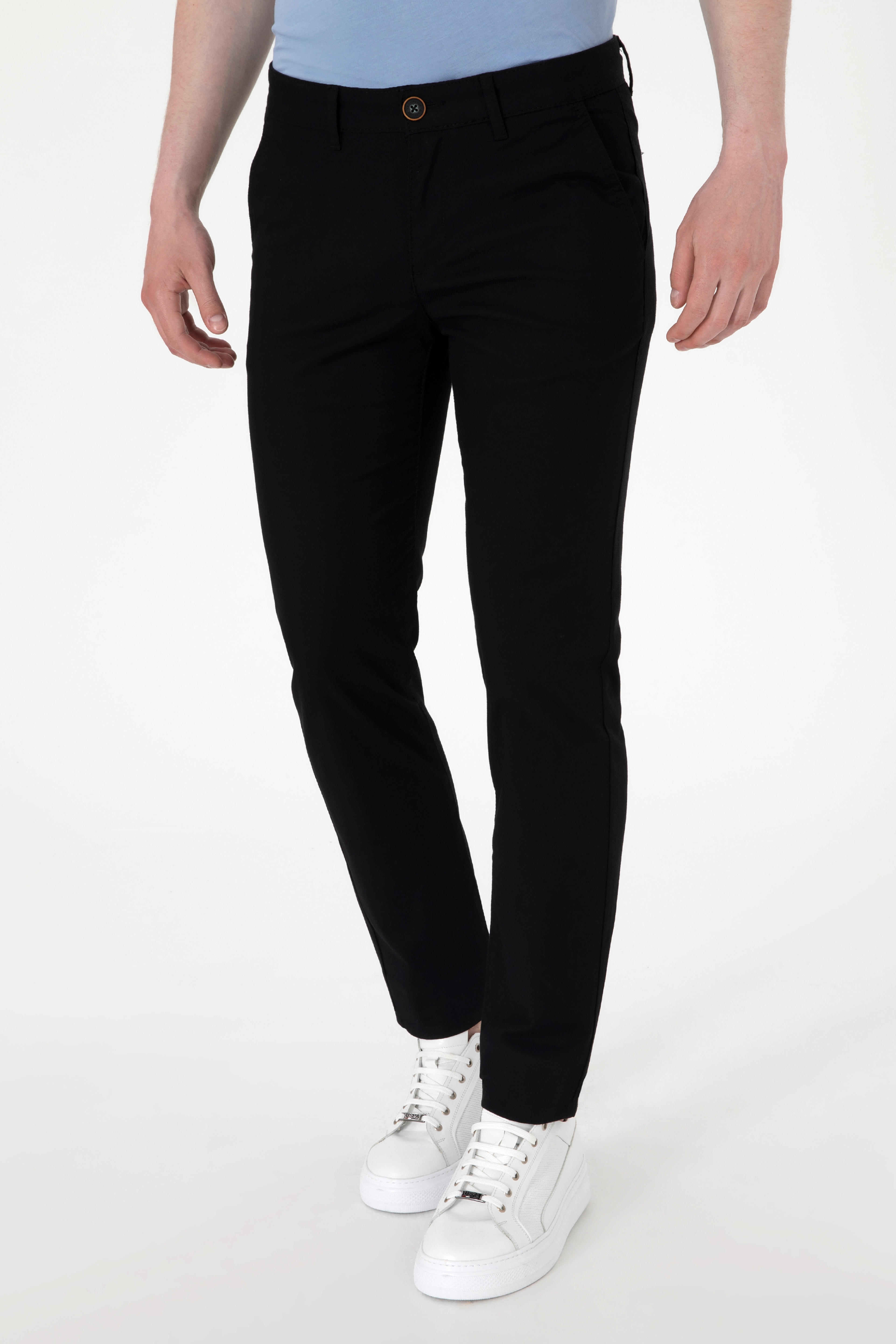 Erkek Slim Fit Siyah Kanvas Pantolon - Image 2