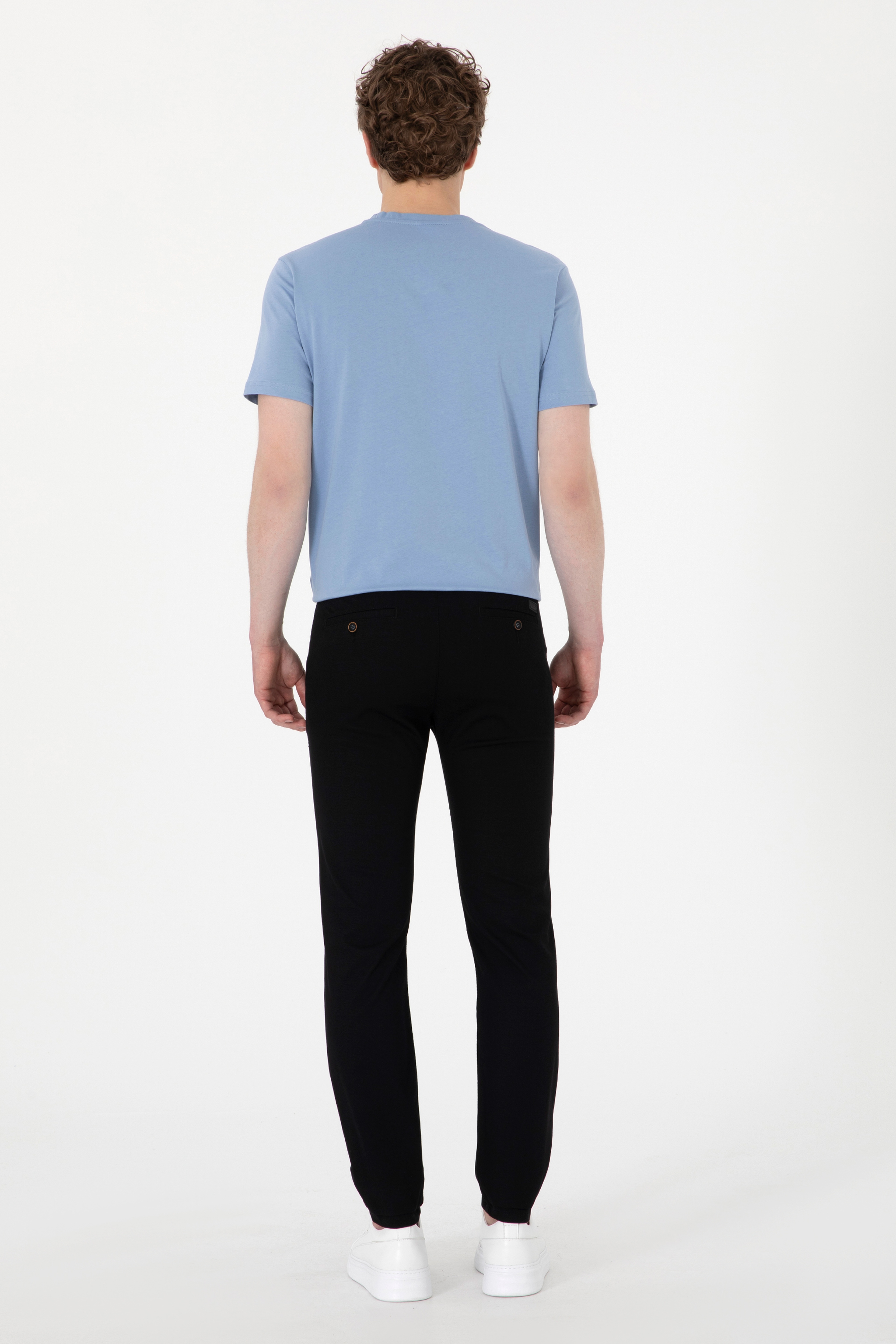 Erkek Slim Fit Siyah Kanvas Pantolon - Image 4