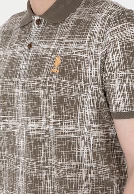 Erkek Regular Fit Polo Yaka Vizon Desenli Tişört - 50299641019