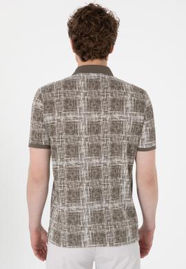 Erkek Regular Fit Polo Yaka Vizon Desenli Tişört - 50299641019