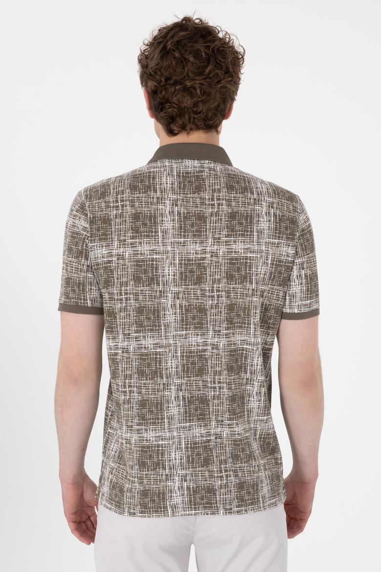 Erkek Regular Fit Polo Yaka Vizon Desenli Tişört - 50299641019