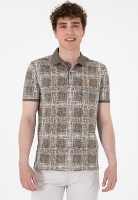 Erkek Regular Fit Polo Yaka Vizon Desenli Tişört - 50299641019