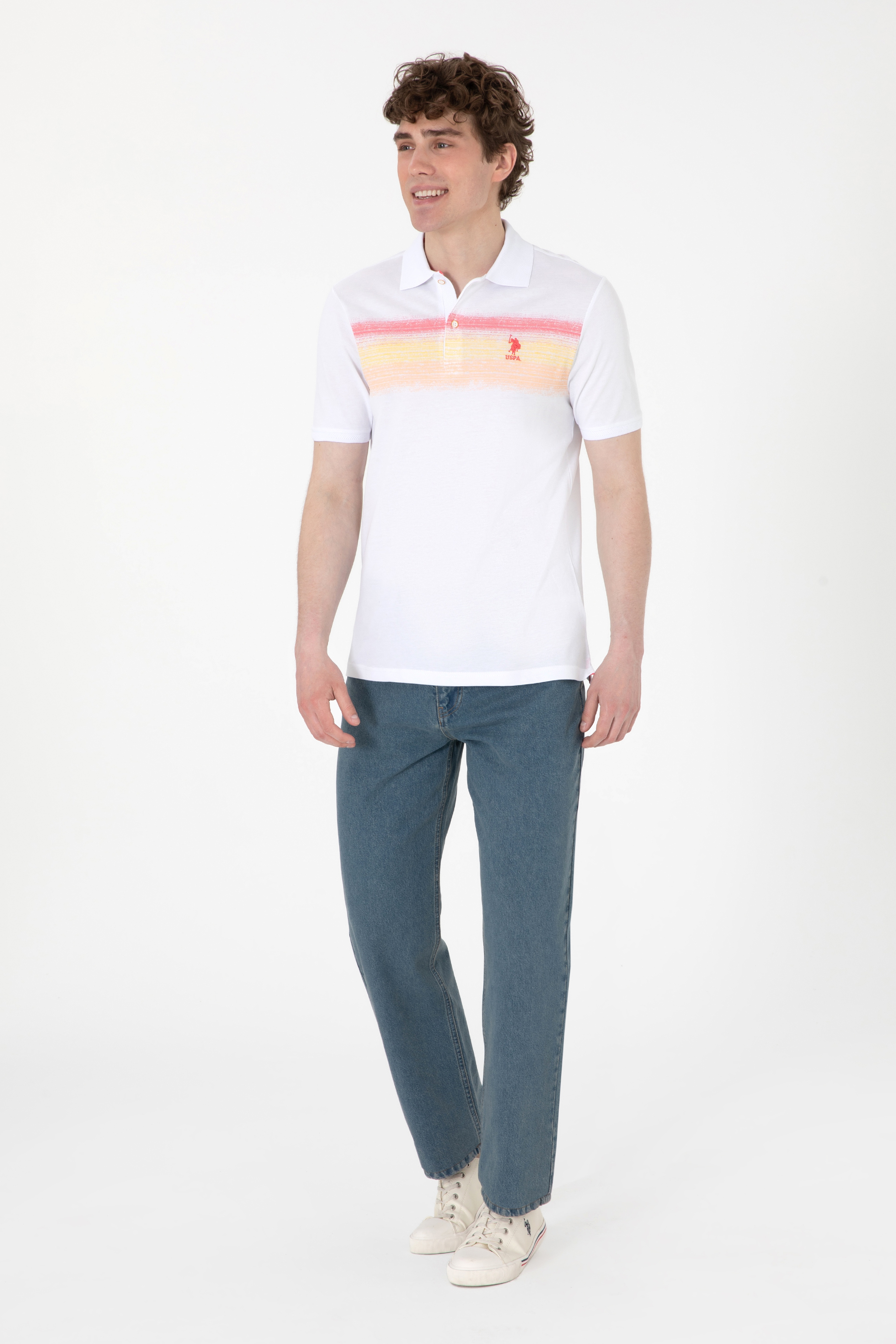Erkek Regular Fit Polo Yaka Turuncu Tişört