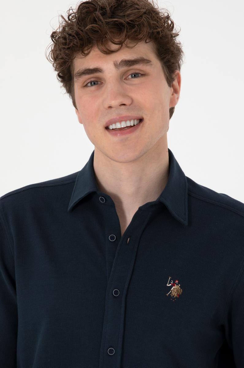 Erkek Lacivert Örme Gömlek