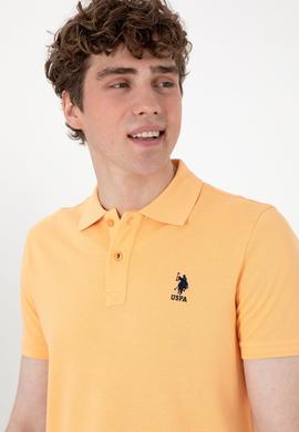Erkek Slim Fit Polo Yaka Turuncu Basic Tişört - 50307699046