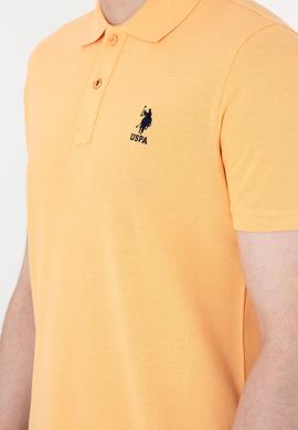 Erkek Slim Fit Polo Yaka Turuncu Basic Tişört - 50307699046