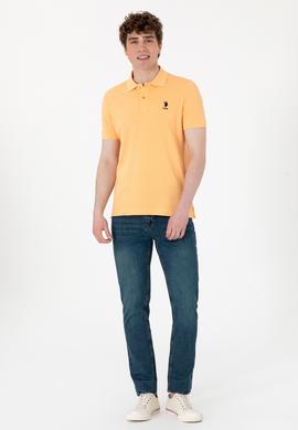 Erkek Slim Fit Polo Yaka Turuncu Basic Tişört - 50307699046