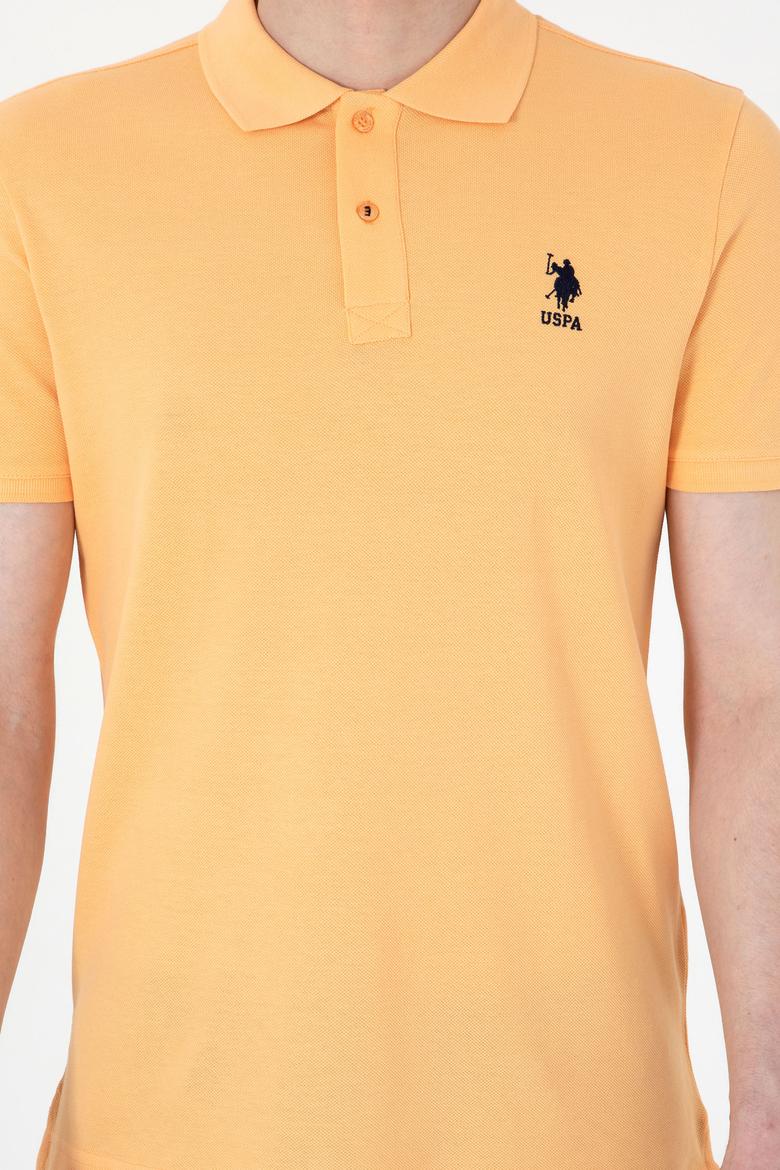 Erkek Slim Fit Polo Yaka Turuncu Basic Tişört - 50307699046