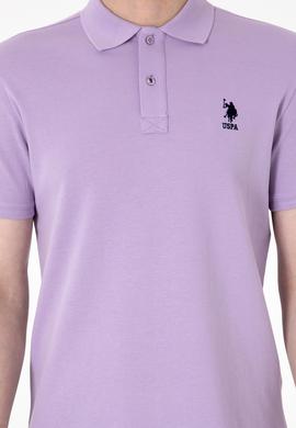 Erkek Slim Fit Polo Yaka Lila Basic Tişört - 50307699006