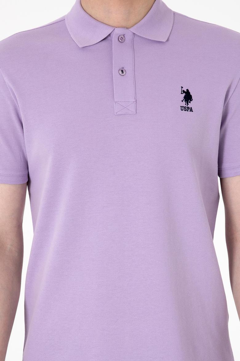 Erkek Slim Fit Polo Yaka Lila Basic Tişört - 50307699006