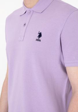 Erkek Slim Fit Polo Yaka Lila Basic Tişört - 50307699006