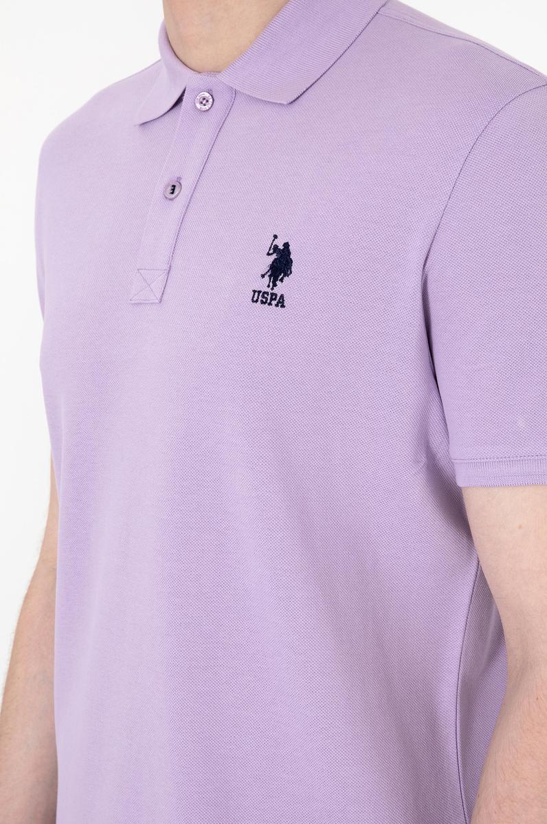 Erkek Slim Fit Polo Yaka Lila Basic Tişört
