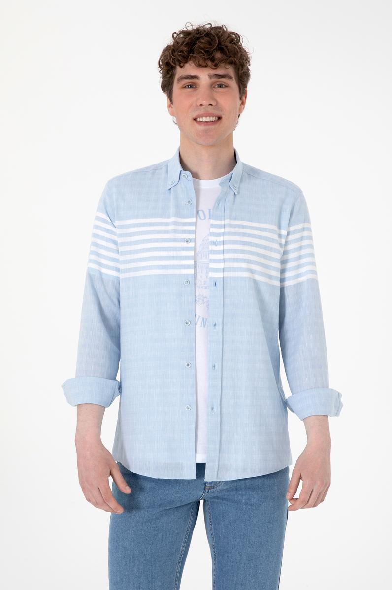 Erkek Açık Mavi Uzun Kollu Gömlek
