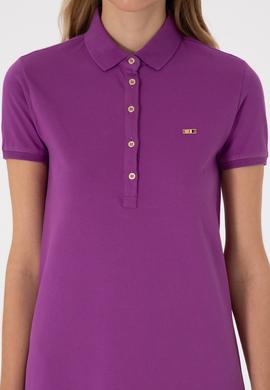 Kadın Menekşe Polo Yaka Mini Boy Örme Elbise - 50305853064