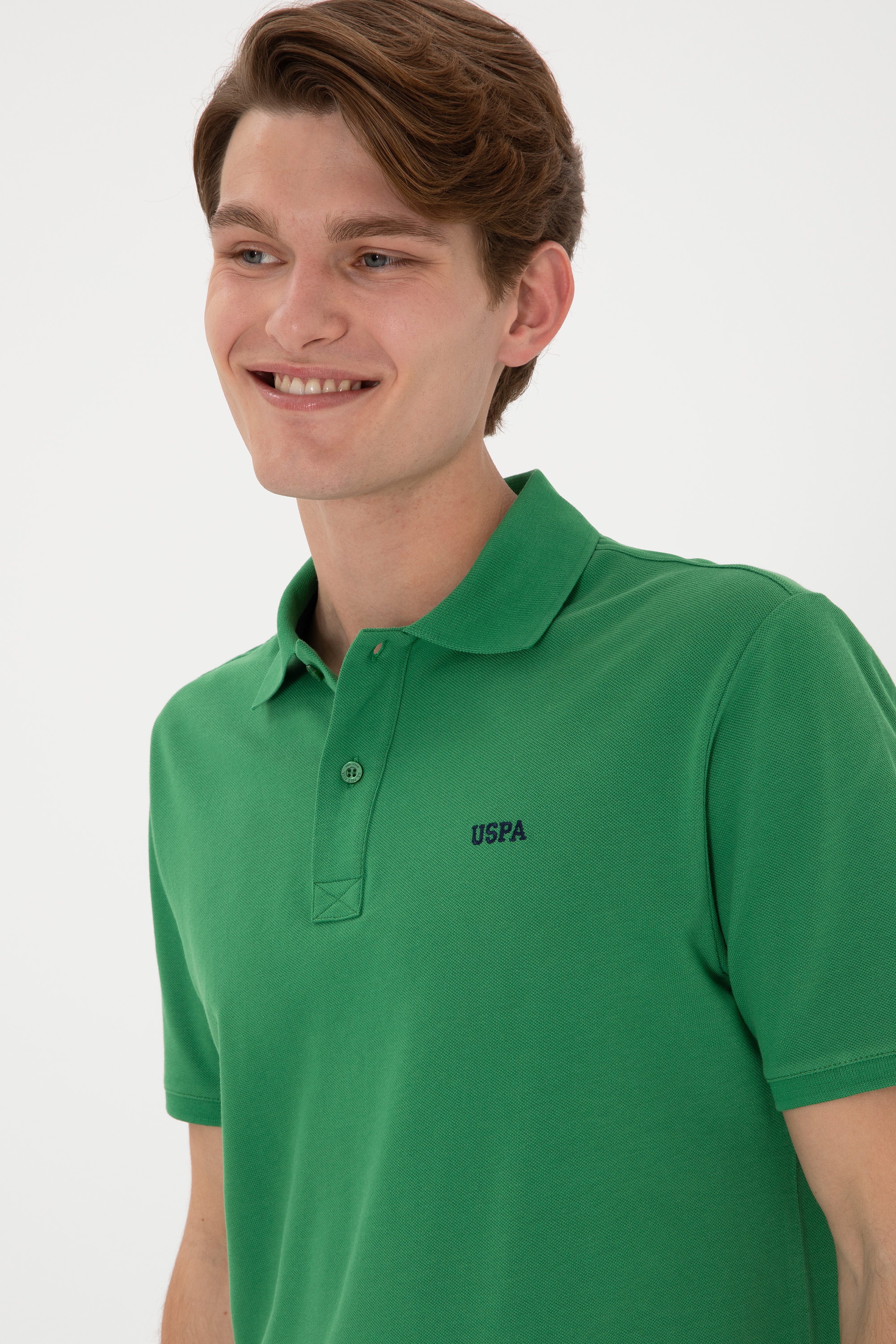 Erkek Regular Fit Polo Yaka Yeşil Basic Tişört - Image 3