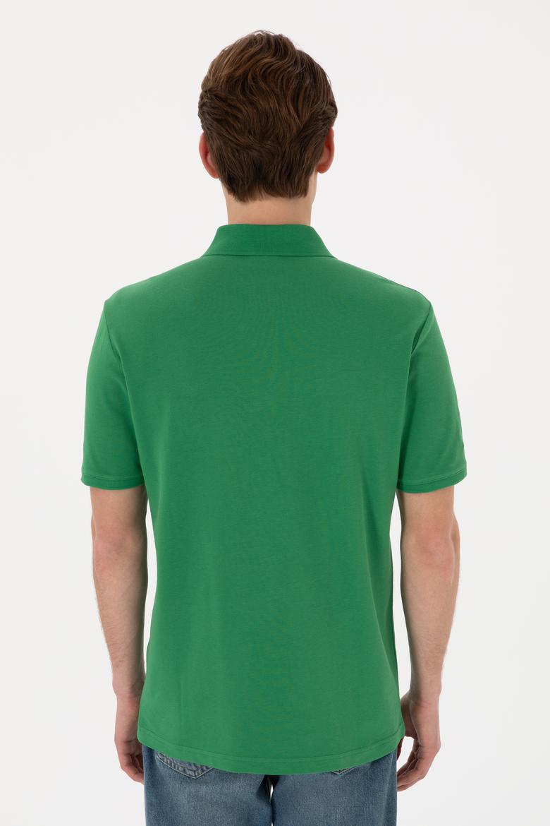 Erkek Regular Fit Polo Yaka Yeşil Basic Tişört - 50306007098
