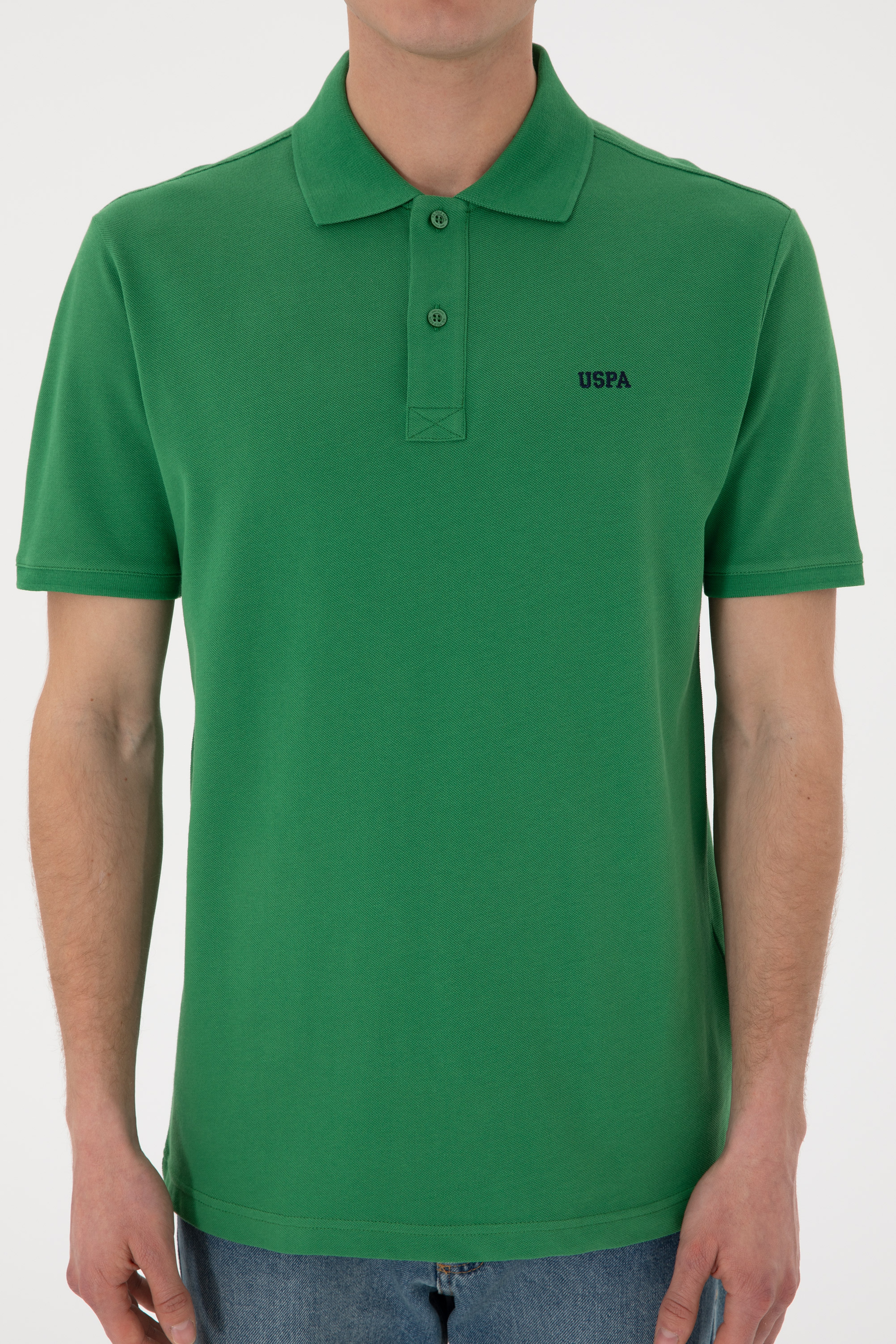 Erkek Regular Fit Polo Yaka Yeşil Basic Tişört - Image 7