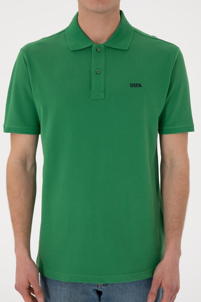 Erkek Regular Fit Polo Yaka Yeşil Basic Tişört