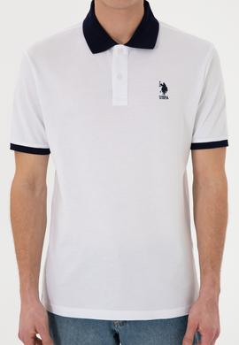 Erkek Regular Fit Polo Yaka Beyaz Basic Tişört - 50305989008