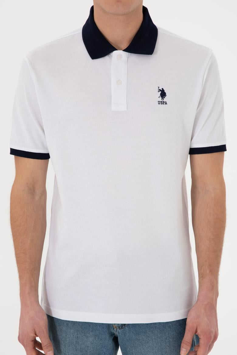 Erkek Regular Fit Polo Yaka Beyaz Basic Tişört - 50305989008