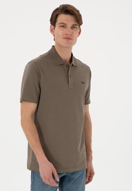 Erkek Regular Fit Polo Yaka Vizon Basic Tişört - 50306007367