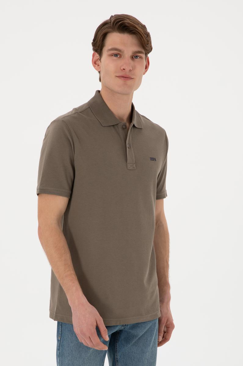 Erkek Regular Fit Polo Yaka Vizon Basic Tişört