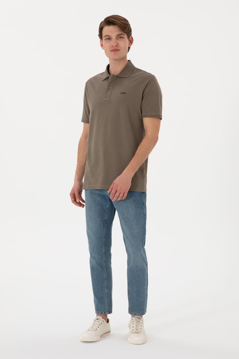 Erkek Regular Fit Polo Yaka Vizon Basic Tişört - 50306007367