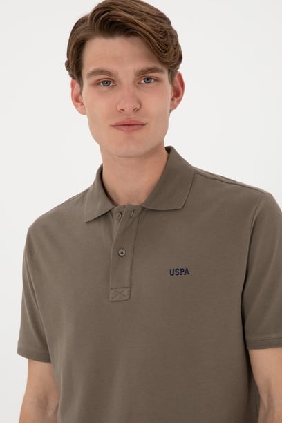 Erkek Regular Fit Polo Yaka Vizon Basic Tişört