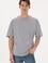 Erkek Long Fit Bisiklet Yaka Gri Melanj Basic Tişört