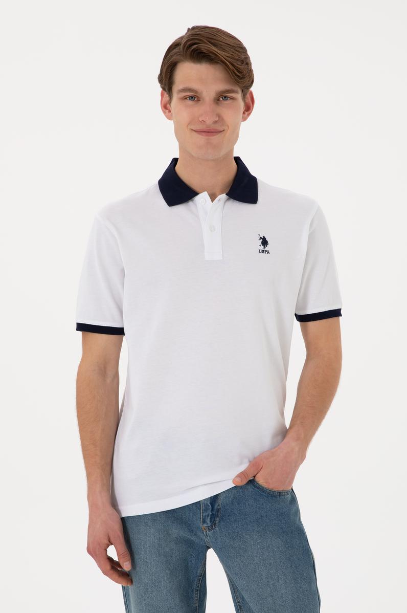 Erkek Regular Fit Polo Yaka Beyaz Basic Tişört