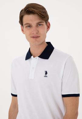Erkek Regular Fit Polo Yaka Beyaz Basic Tişört - 50305989008