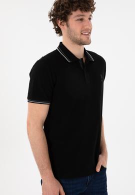 Erkek Regular Fit Polo Yaka Siyah Basic Tişört - 50306011018