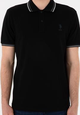 Erkek Regular Fit Polo Yaka Siyah Basic Tişört - 50306011018