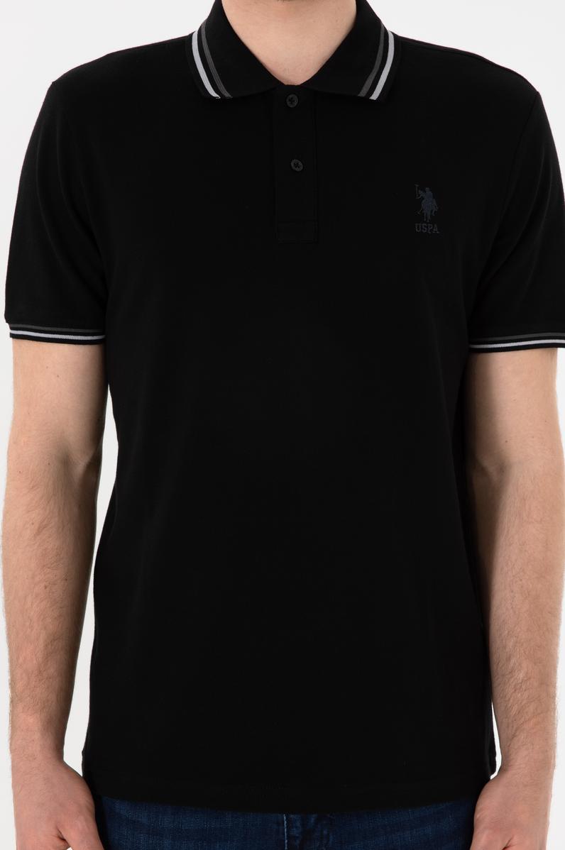 Erkek Regular Fit Polo Yaka Siyah Basic Tişört