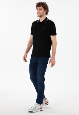 Erkek Regular Fit Polo Yaka Siyah Basic Tişört - 50306011018