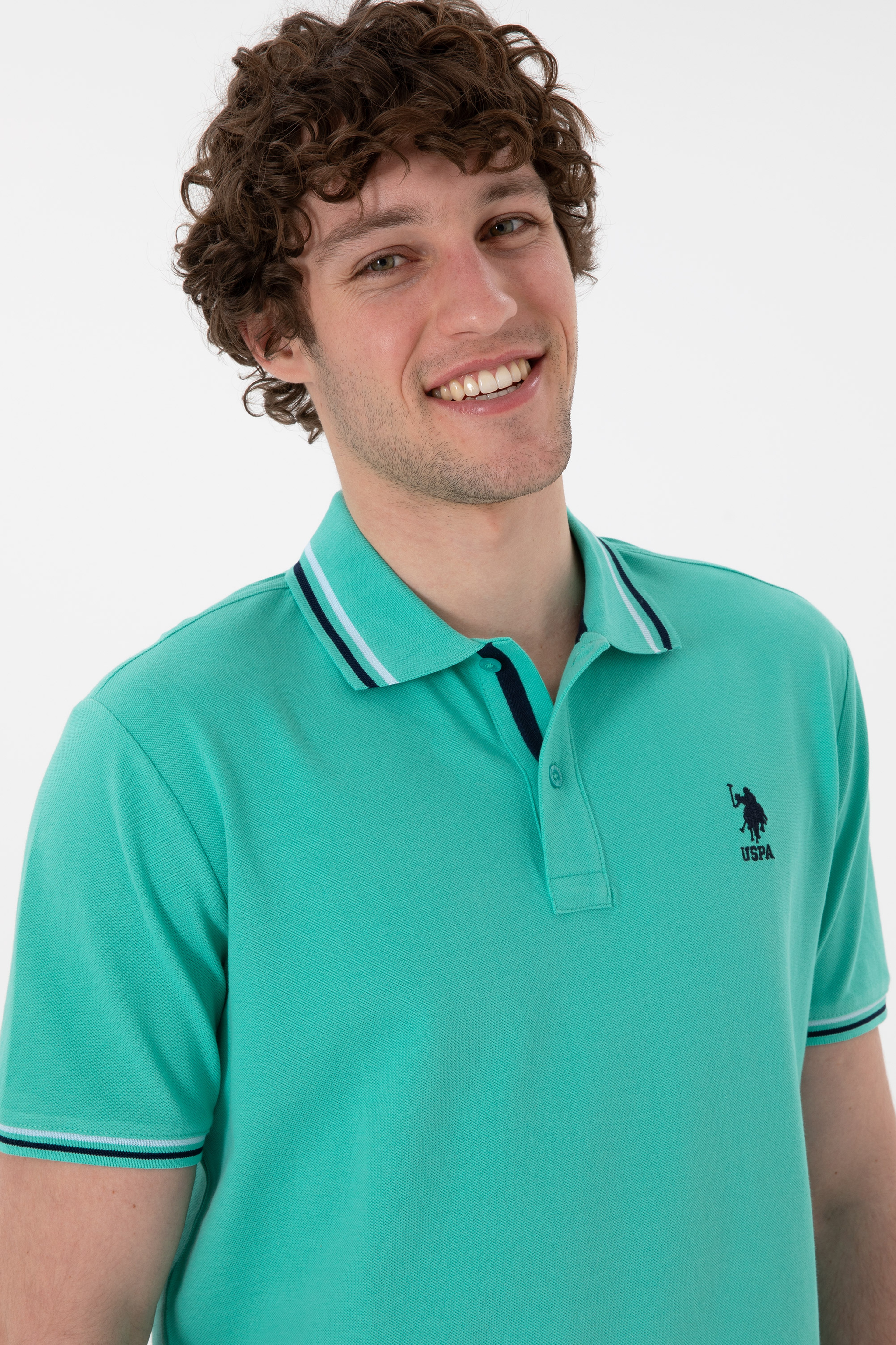Erkek Regular Fit Polo Yaka Mint Basic Tişört - Image 3