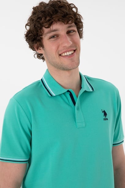 Erkek Regular Fit Polo Yaka Mint Basic Tişört