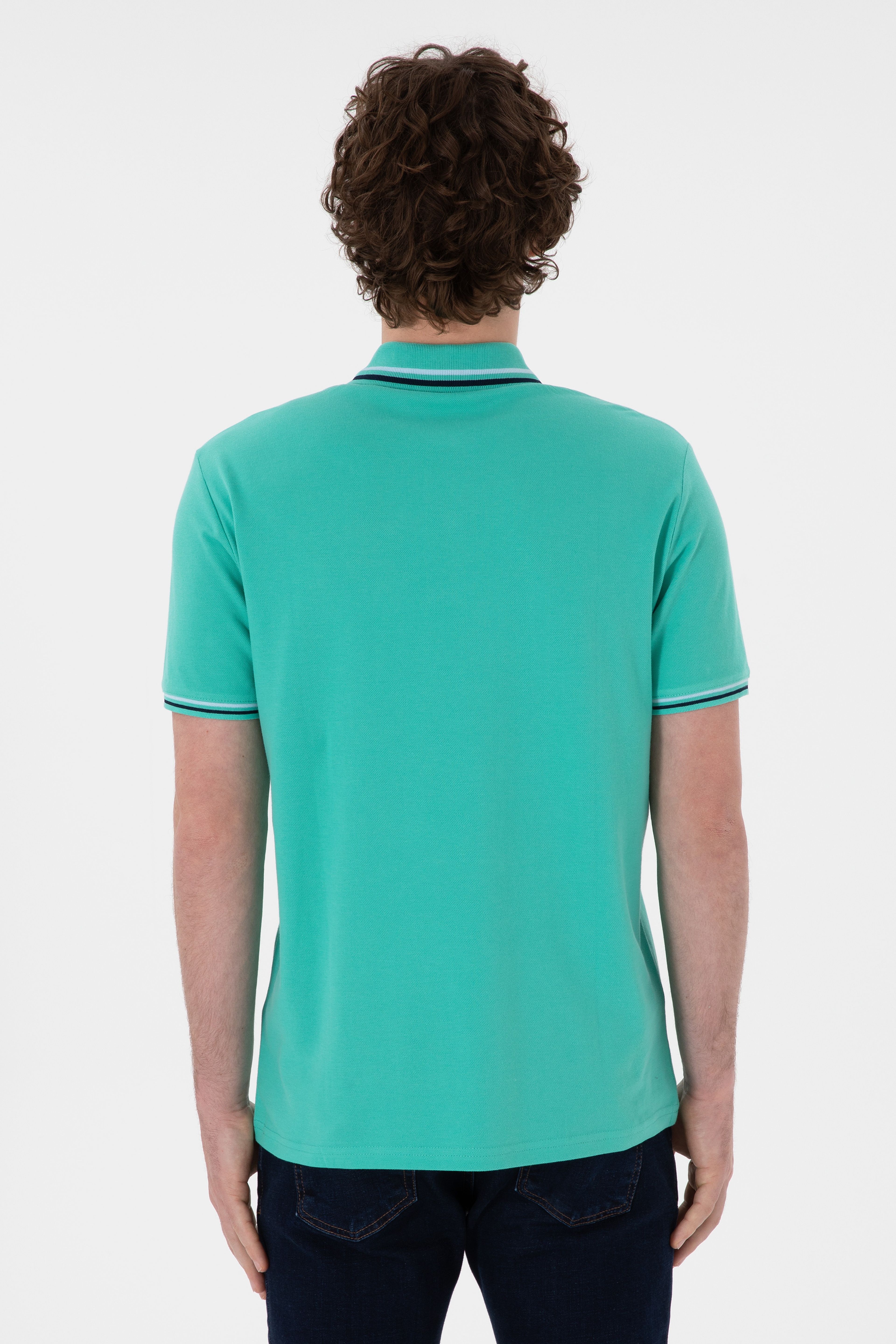 Erkek Regular Fit Polo Yaka Mint Basic Tişört - Image 6