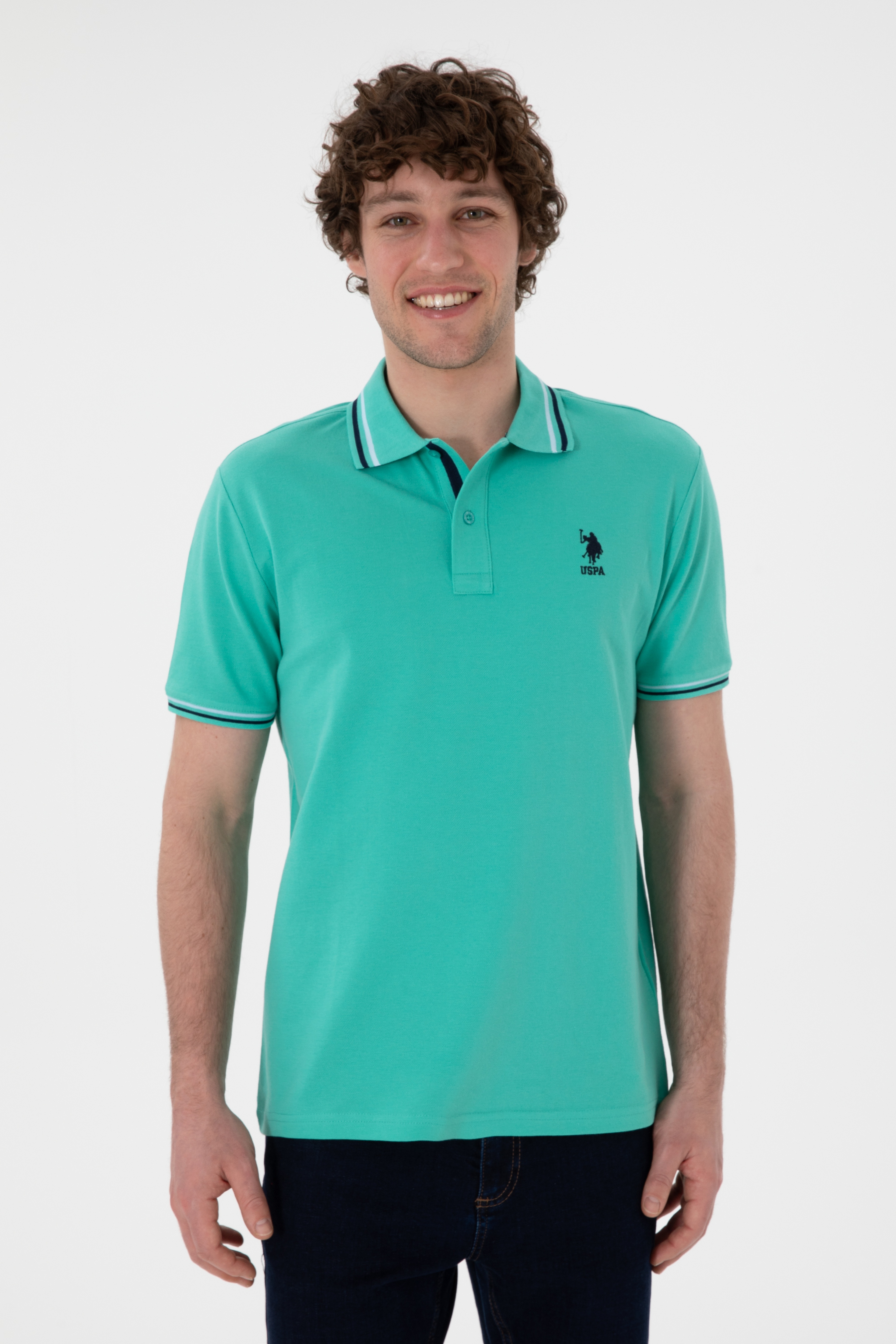 Erkek Regular Fit Polo Yaka Mint Basic Tişört