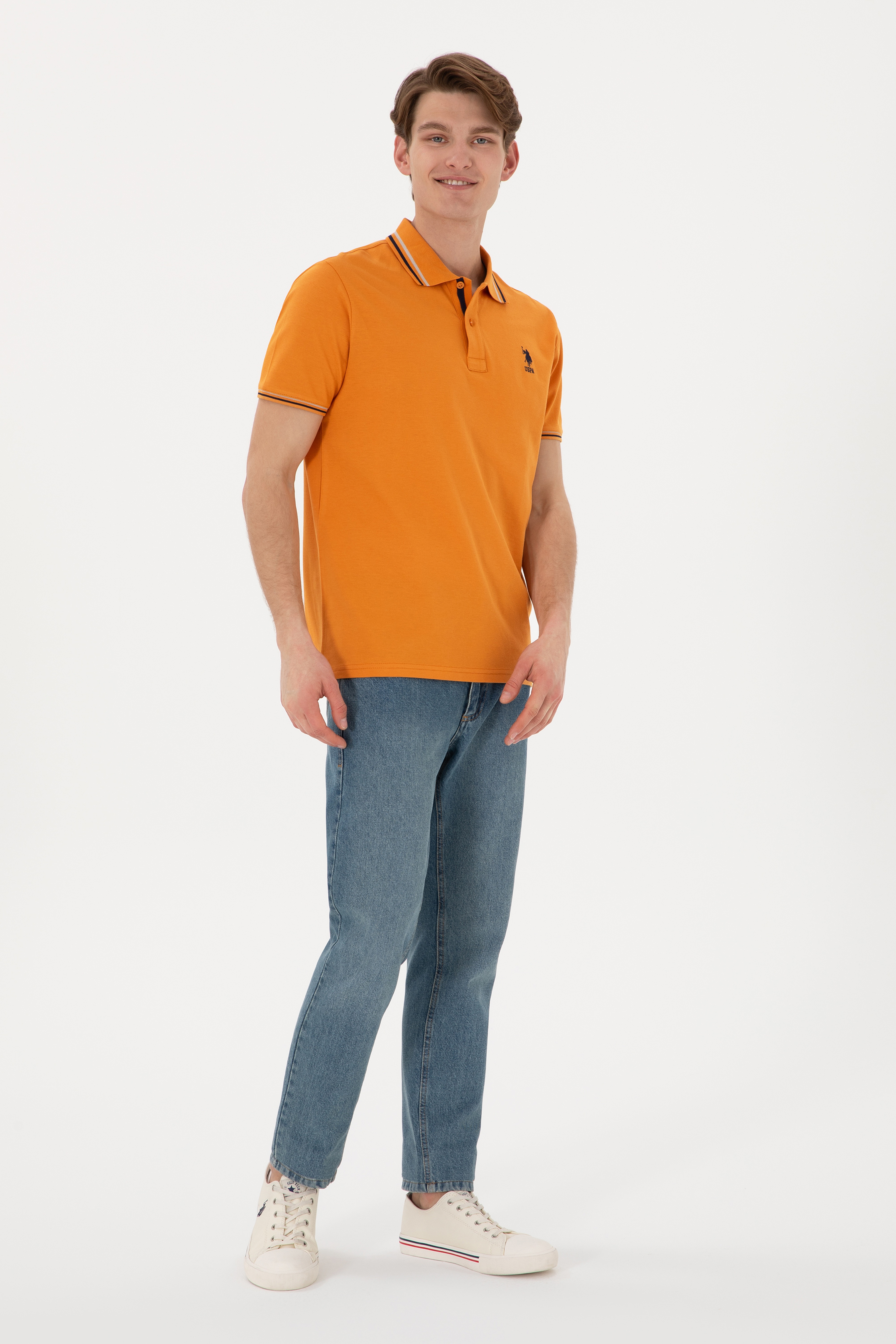 Erkek Regular Fit Polo Yaka Kiremit Basic Tişört - Image 5