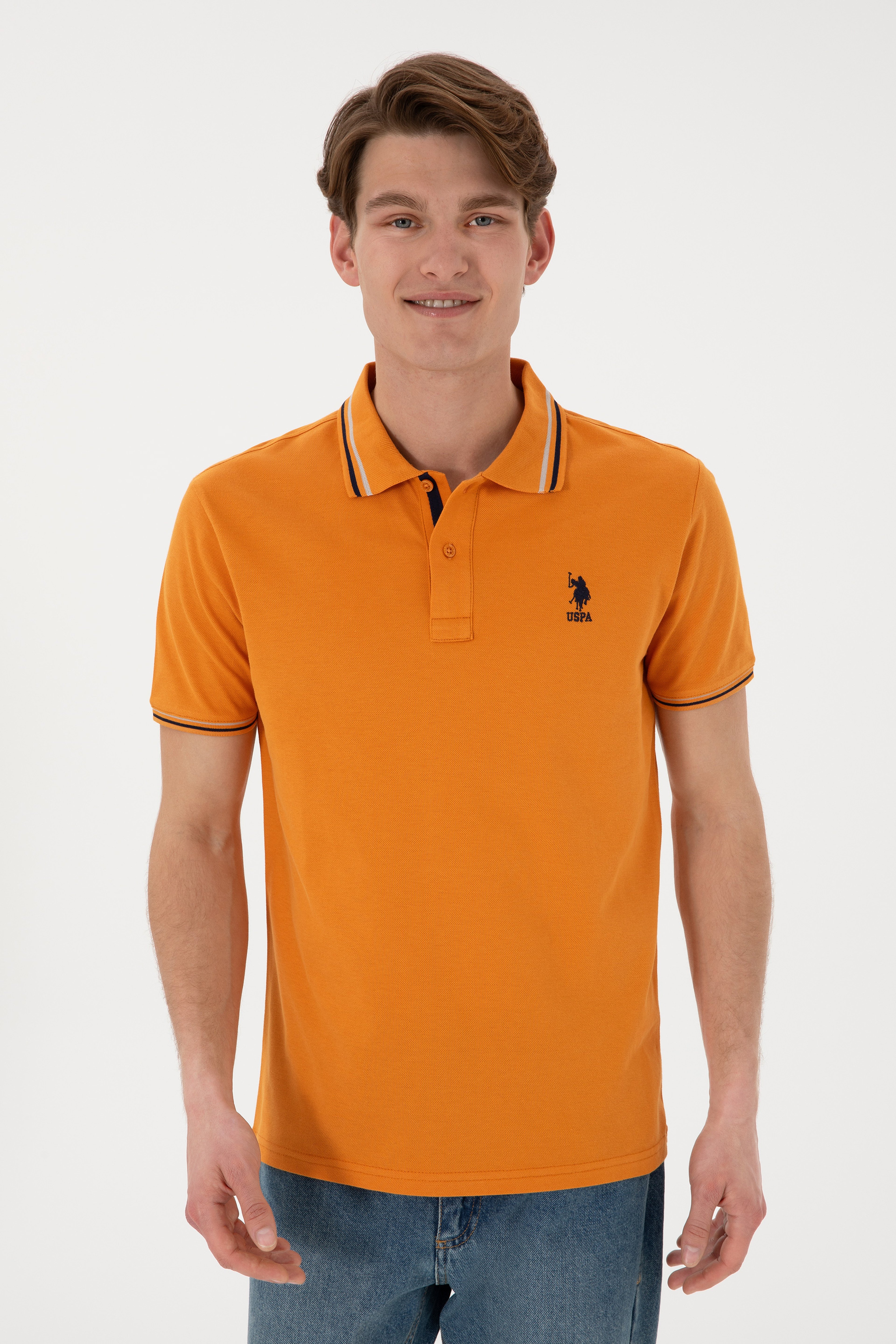 Erkek Regular Fit Polo Yaka Kiremit Basic Tişört - Image 4