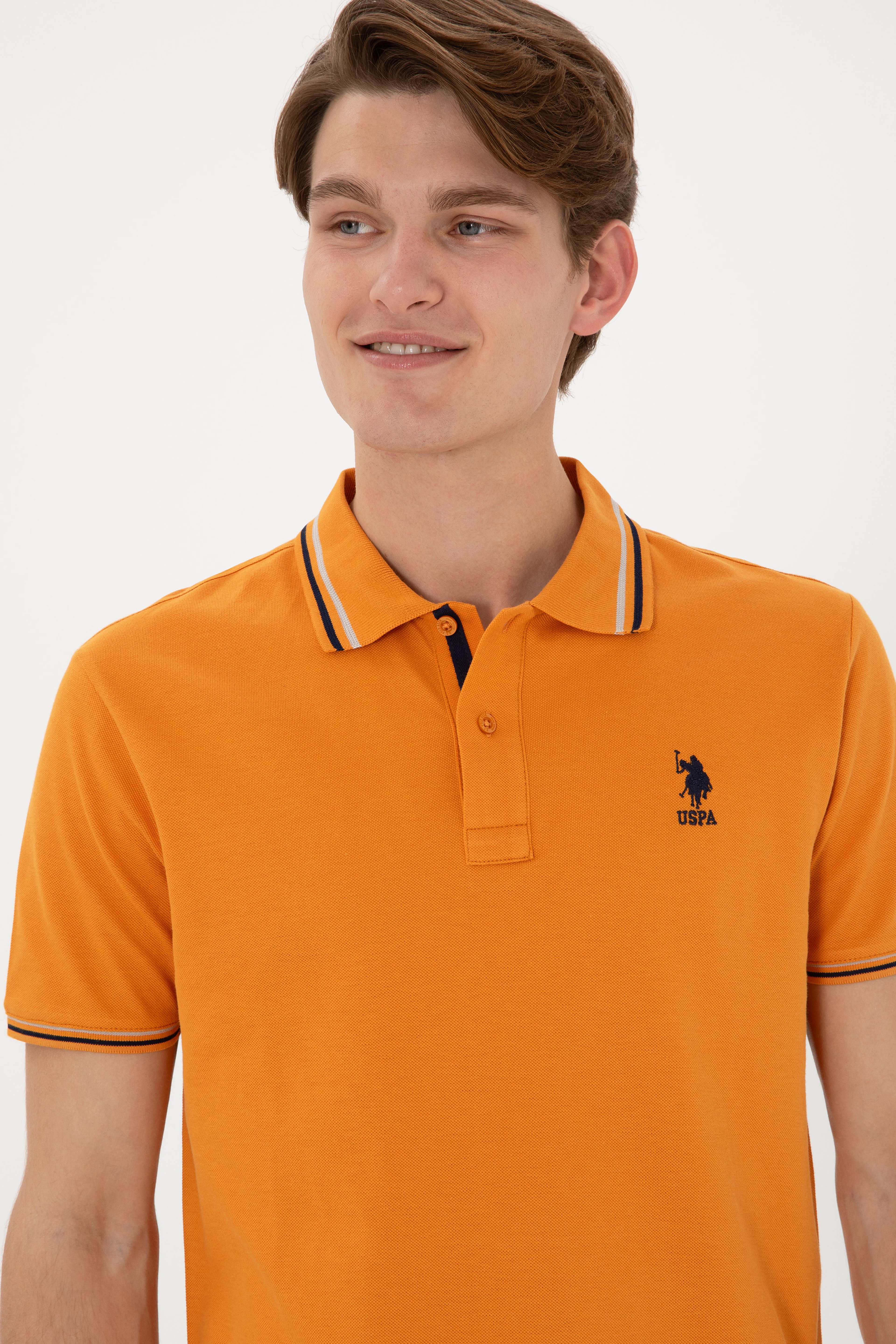 Erkek Regular Fit Polo Yaka Kiremit Basic Tişört