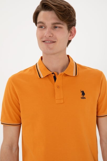 Erkek Regular Fit Polo Yaka Kiremit Basic Tişört
