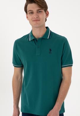 Erkek Regular Fit Polo Yaka Koyu Yeşil Basic Tişört - 50306011067