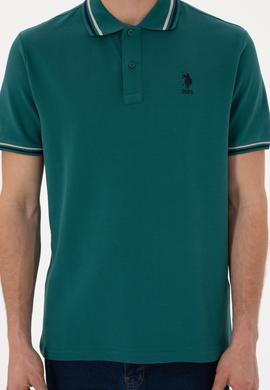 Erkek Regular Fit Polo Yaka Koyu Yeşil Basic Tişört - 50306011067