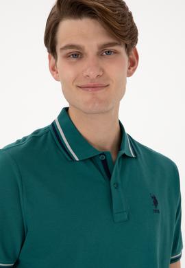 Erkek Regular Fit Polo Yaka Koyu Yeşil Basic Tişört - 50306011067