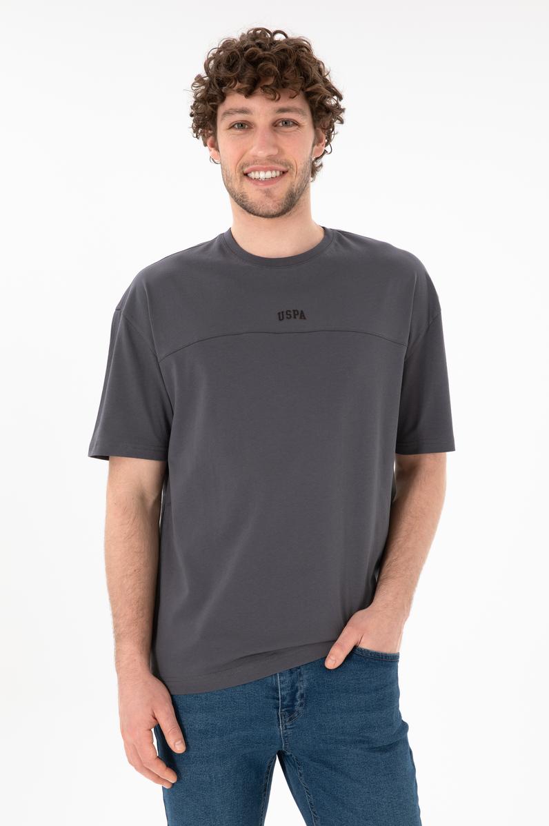 Erkek Comfort Fit Bisiklet Yaka Antrasit Tişört